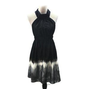 AQUA Black Halter Dress Bloomingdale's Fully Lined Dip Dyed Made in the USA